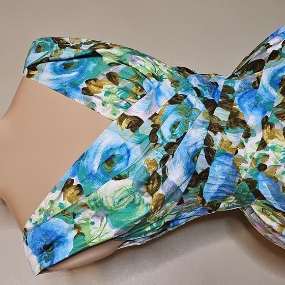 True Vintage Alix Of Miami 1950s Fit And Flare Floral Dress Blue, Green Cupcake - Picture 4 of 17